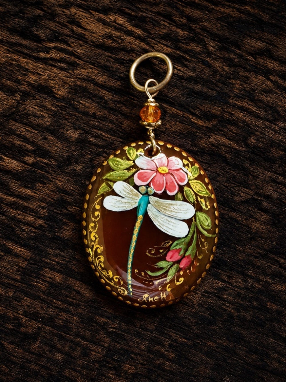Russian Hand Painted Dragonfly Charm